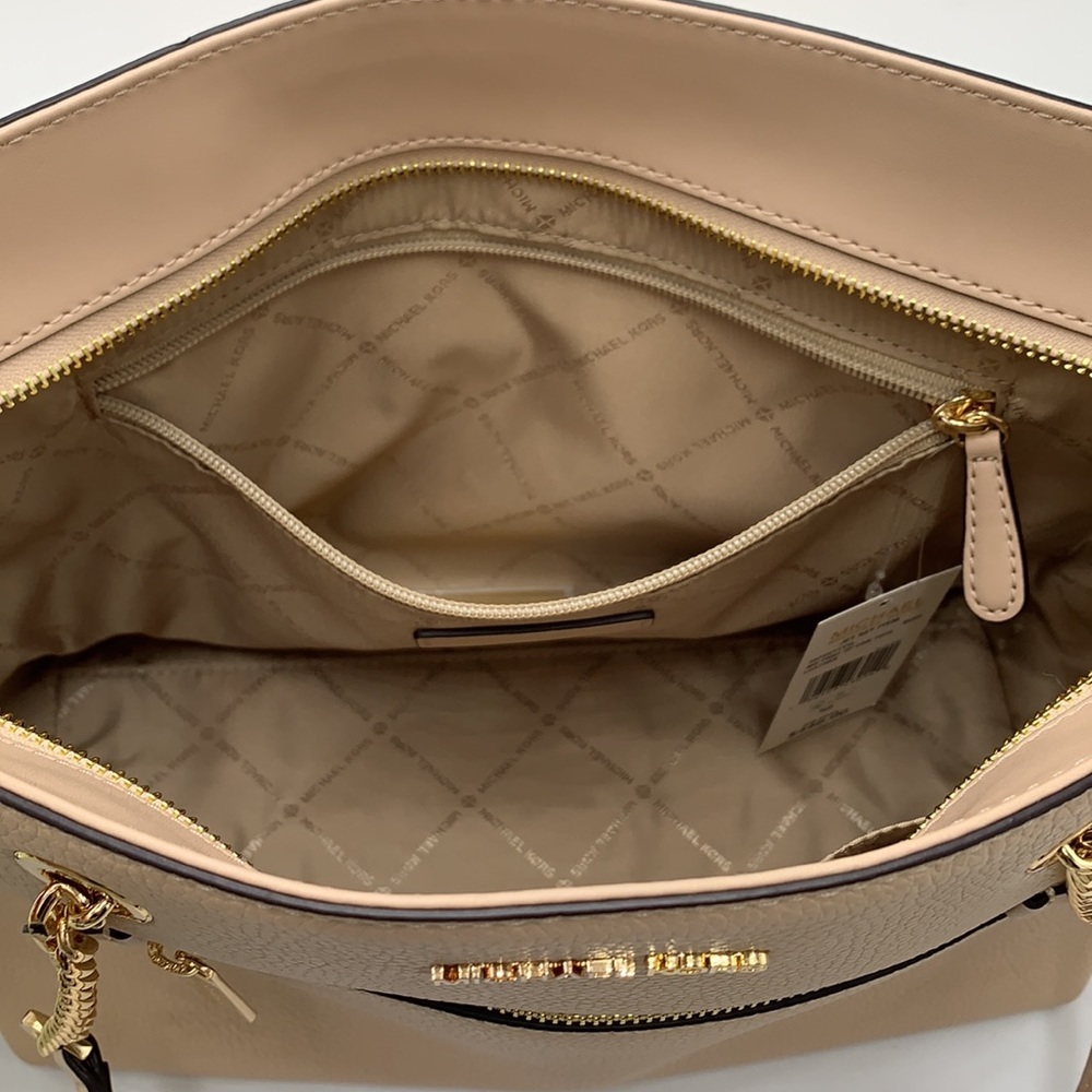 Michael Kors Jet Set Item Medium Front Pocket Shoulder Chain Tote BUFF COLOR - Picture 11 of 13